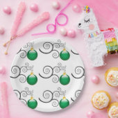 緑のスタイリッシュクリスマス装飾パターン ペーパープレート (パーティー)