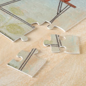 緑のスタイリッシュ女の子の熱帯性ヒョウのジャングルフローラ ジグソーパズル (側面)