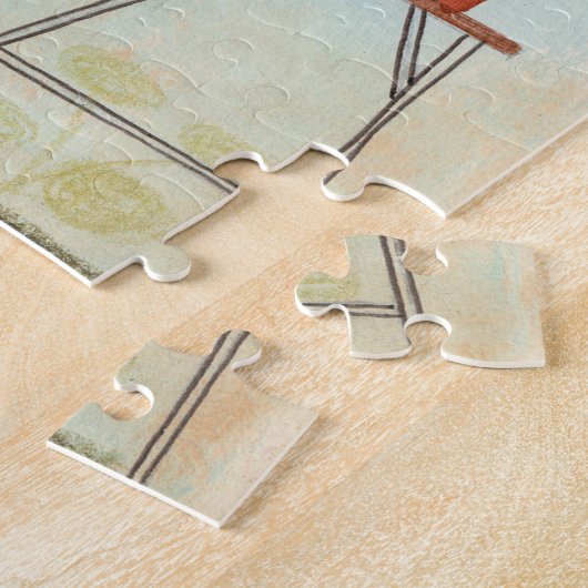 緑のスタイリッシュ女の子の熱帯性ヒョウのジャングルフローラ ジグソーパズル (側面)