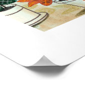 緑のスタイリッシュ女の子の熱帯性ヒョウのジャングルフローラ ポスター (角)