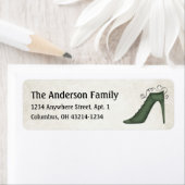 緑のスタイリッシュ靴/ブーツ差出人住所ラベル ラベル (インサイチュ)