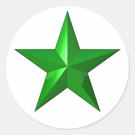 緑のスターボタン ラウンドシール (正面)
