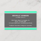 緑のスチームアイロンランドリーアイロン掛けサービス 名刺 (裏面)