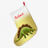 緑のステゴサウルスの恐竜のクリスマスのストッキング ラージクリスマスストッキング (裏面 (吊り時))