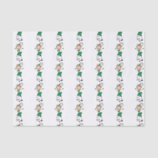 緑のステッキ姿のチアリーダー 薄葉紙 (正面)