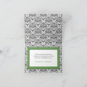 緑のステッチが入ったダマスク柄のサンキューカード サンキューカード (内部)