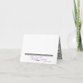 緑のステッチが入ったダマスク柄のサンキューカード サンキューカード (裏面)