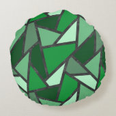 緑のステンドグラス模様の色合い ラウンドクッション (裏面)