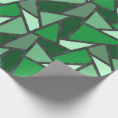 緑のステンドグラス模様の色合い ラッピングペーパー (角)