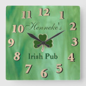 緑のステンドグラス スクエア壁時計 (正面)