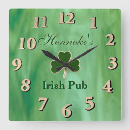 緑のステンドグラス スクエア壁時計