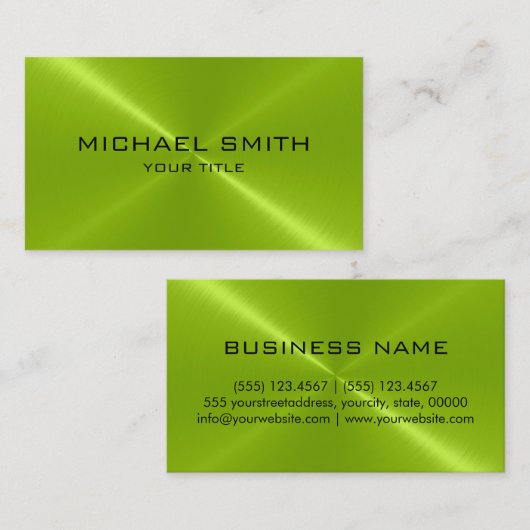 緑のステンレス鋼の金属 名刺 (正面/裏面)