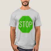 緑のストップ印印シャツ Tシャツ (正面)