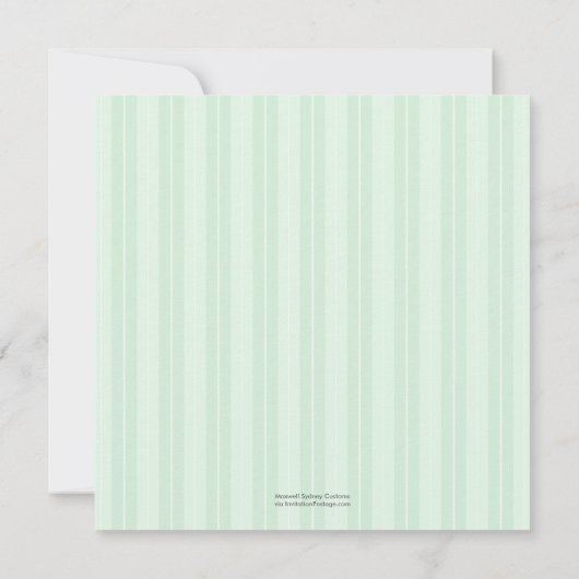 緑のストライプおよびシンプルの正方形の招待状 招待状 (裏面)