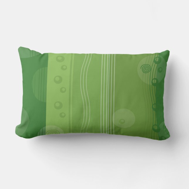緑のストライプでモダンなスタイリッシュ ランバークッション (正面)