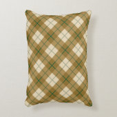 緑のストライプとの金ゴールドのバイアス格子縞 アクセントクッション (正面(垂直))