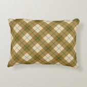 緑のストライプとの金ゴールドのバイアス格子縞 アクセントクッション (裏面)