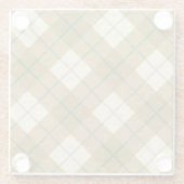 緑のストライプとの金ゴールドのバイアス格子縞 ガラスコースター (裏面)