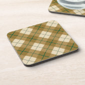 緑のストライプとの金ゴールドのバイアス格子縞 コースター (左側)
