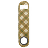 緑のストライプとの金ゴールドのバイアス格子縞 スピード栓抜き (裏面)