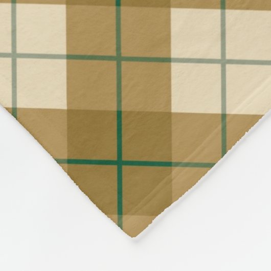 緑のストライプとの金ゴールドのバイアス格子縞 フリースブランケット (角)