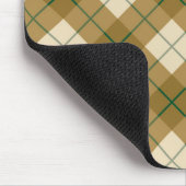 緑のストライプとの金ゴールドのバイアス格子縞 マウスパッド (コーナー)