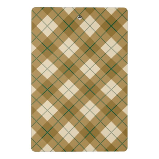 緑のストライプとの金ゴールドのバイアス格子縞 ミニクリップボード (裏面)