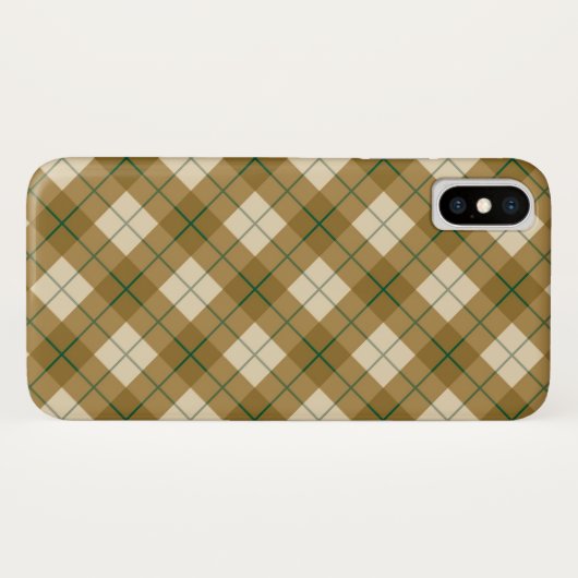 緑のストライプとの金ゴールドのバイアス格子縞 Case-Mate iPhoneケース (裏面(横))