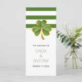 緑のストライプとクローバーのアイルランドの結婚式プログラム プログラム (スタンド正面)