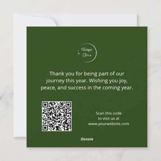 緑のストライプと赤いリボンのカスタムコーポレートグリーティング シーズンカード (裏面)