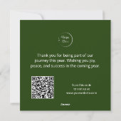 緑のストライプと赤いリボンのカスタム法人グリーティング シーズンカード (裏面)