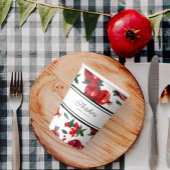 緑のストライプと赤のザクロのカスタマイズ 紙コップ