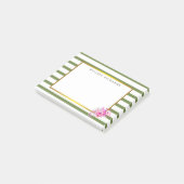 緑のストライプと金ゴールド縁どフローラ ポストイット (アングル)