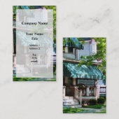 緑のストライプのな日除けが付いている家 名刺 (正面/裏面)