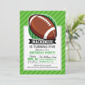 緑のストライプのサッカーデザイン 招待状 (スタンド正面)