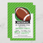 緑のストライプのサッカーデザイン 招待状 (正面/裏面)