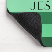 緑のストライプのモノクロパターン名プリント マウスパッド (コーナー)