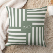 緑のストライプのモノグラムクッション 新しい家のギフト クッション (ブランケット)