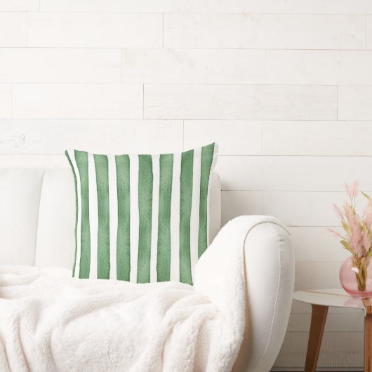 緑のストライプの水彩クッションカバー クッション (ソファ)