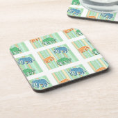 緑のストライプの象パターン コースター (左側)