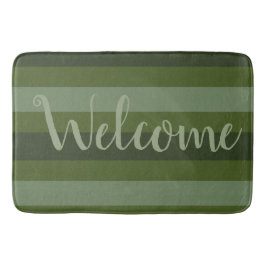 緑のストライプようこそマットあなたのサイズを選択 バスマット