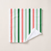 緑のストライプクリスマス バスタオルセット (ウォッシュタオル)