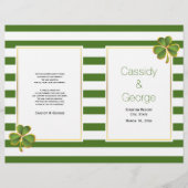 緑のストライプクローバーはアイルランドの結婚式のプログラムを折った (正面)