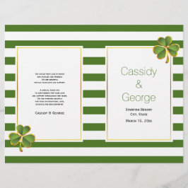 緑のストライプクローバーはアイルランドの結婚式のプログラムを折った