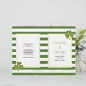 緑のストライプクローバーはアイルランドの結婚式のプログラムを折った (スタンド正面)