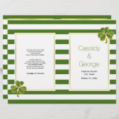 緑のストライプクローバーはアイルランドの結婚式のプログラムを折った (正面/裏面)