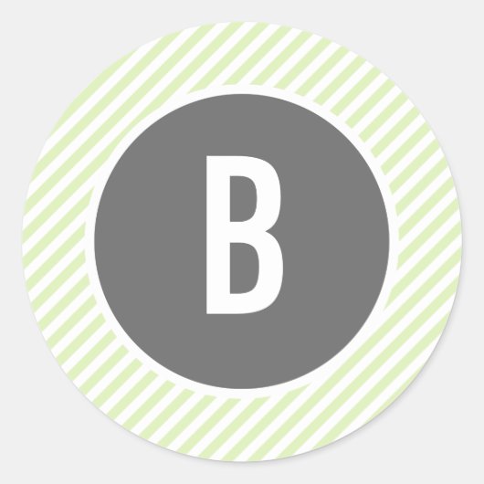 緑のストライプモノグラムのシール ラウンドシール (正面)