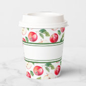 緑のストライプリンゴと赤のリンゴのカスタマイズ 紙コップ (裏面)