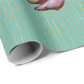緑のストライプレースと蝶の色あせた ラッピングペーパー (ロールコーナー)