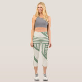 緑のストライプ三角形 カプリレギンス (正面)